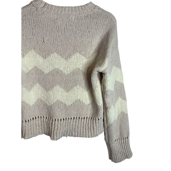 Kendall and Kylie Sweater Womens Medium Knit Top Tan Brown Chevron Winter Fall - Picture 8 of 16